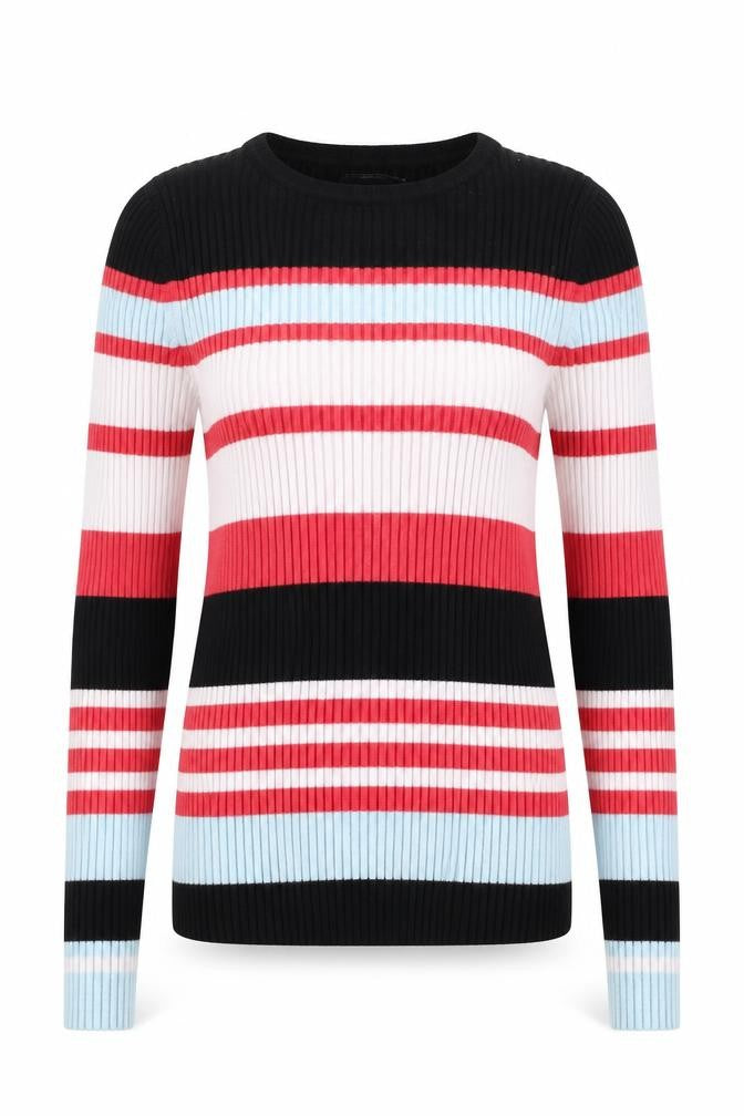 Only Womens Black Round Neck Striped Viscose Pullover Jumper Size XS