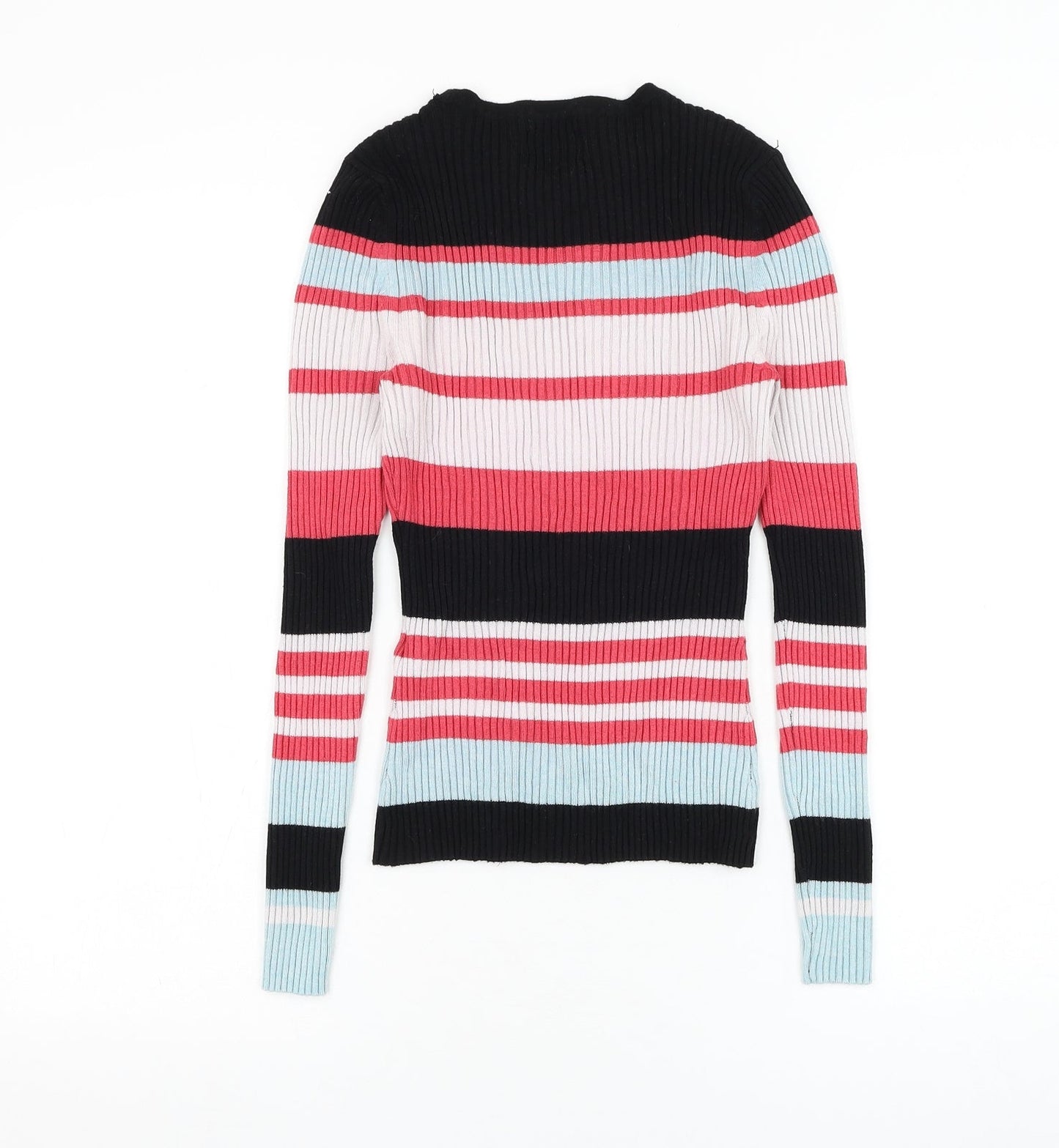 Only Womens Black Round Neck Striped Viscose Pullover Jumper Size XS
