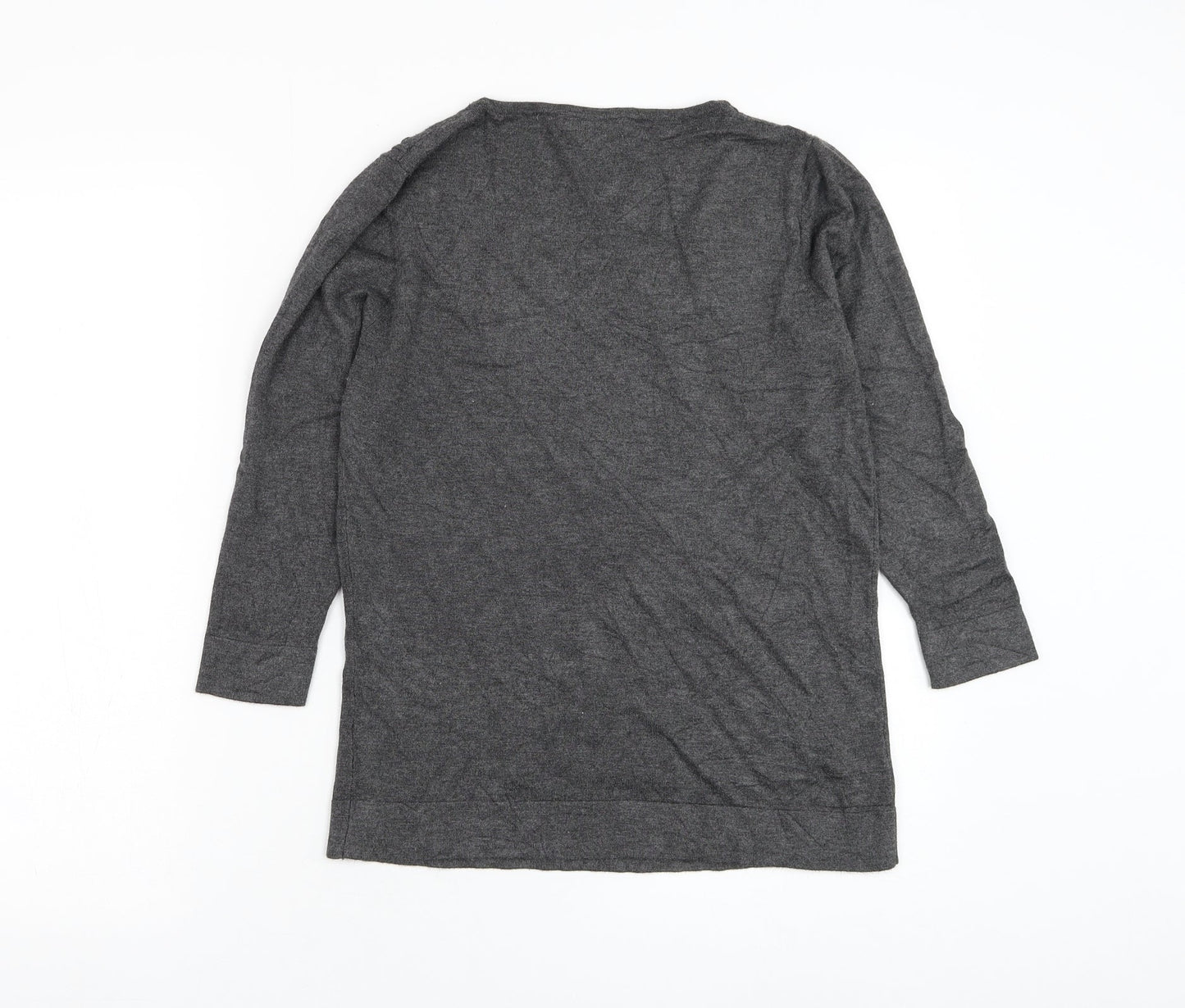 Marks and Spencer Womens Grey Round Neck Viscose Pullover Jumper Size 12