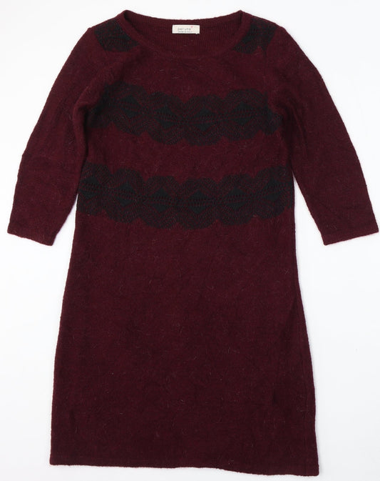 Marks and Spencer Womens Purple Acrylic Jumper Dress Size 10 Round Neck