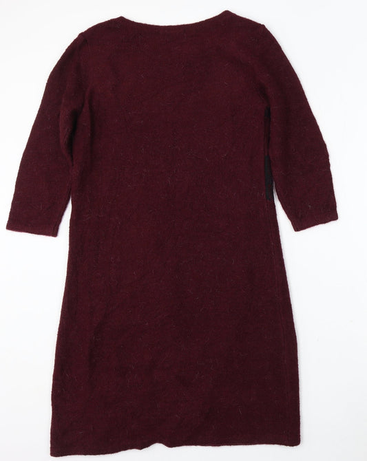 Marks and Spencer Womens Purple Acrylic Jumper Dress Size 10 Round Neck
