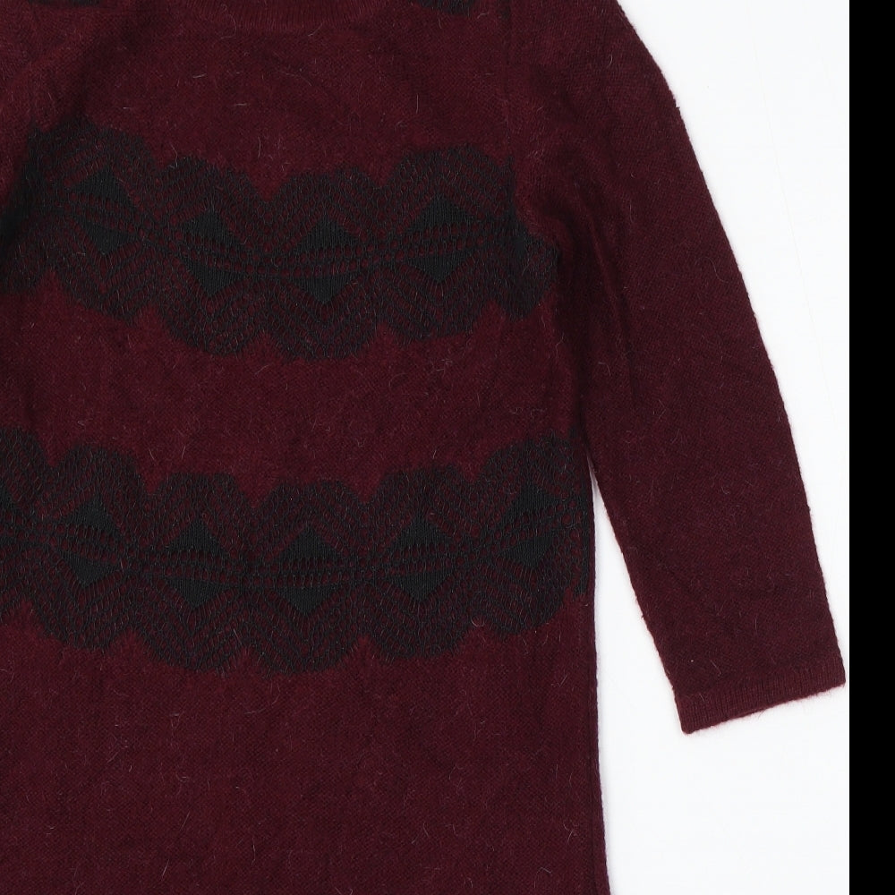 Marks and Spencer Womens Purple Acrylic Jumper Dress Size 10 Round Neck