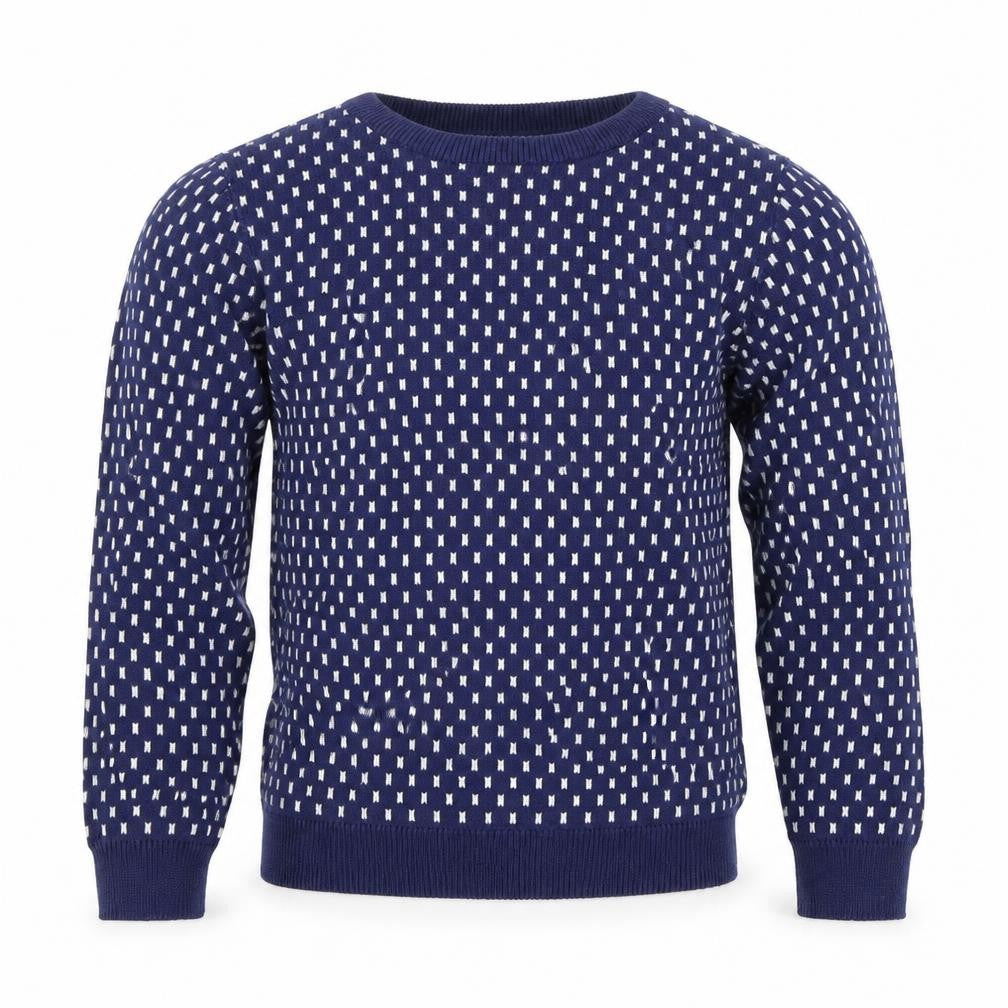 H&M Girls Blue Round Neck Geometric Cotton Pullover Jumper Size 9-10 Years
