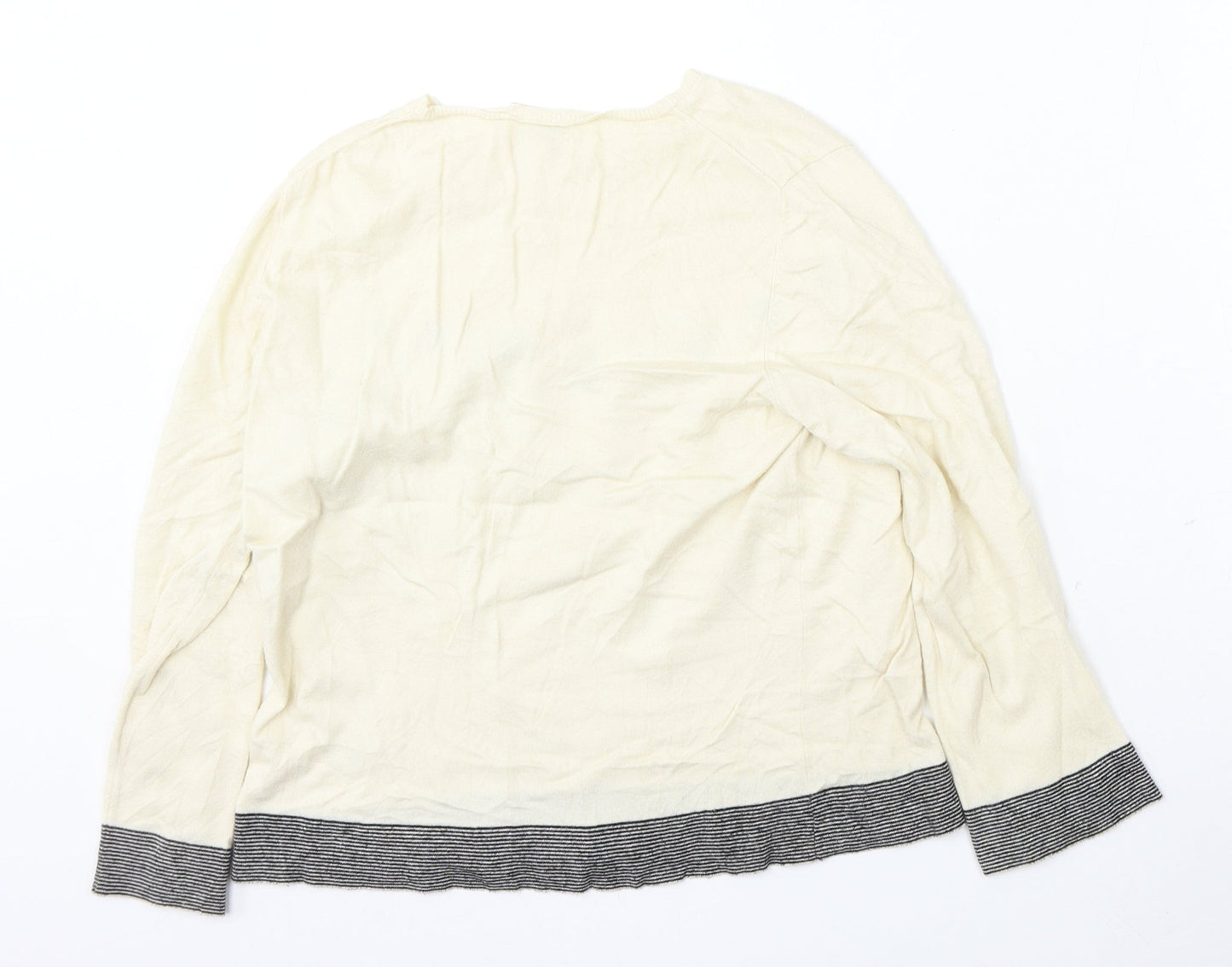 MILLY Womens Ivory Round Neck Viscose Pullover Jumper Size M