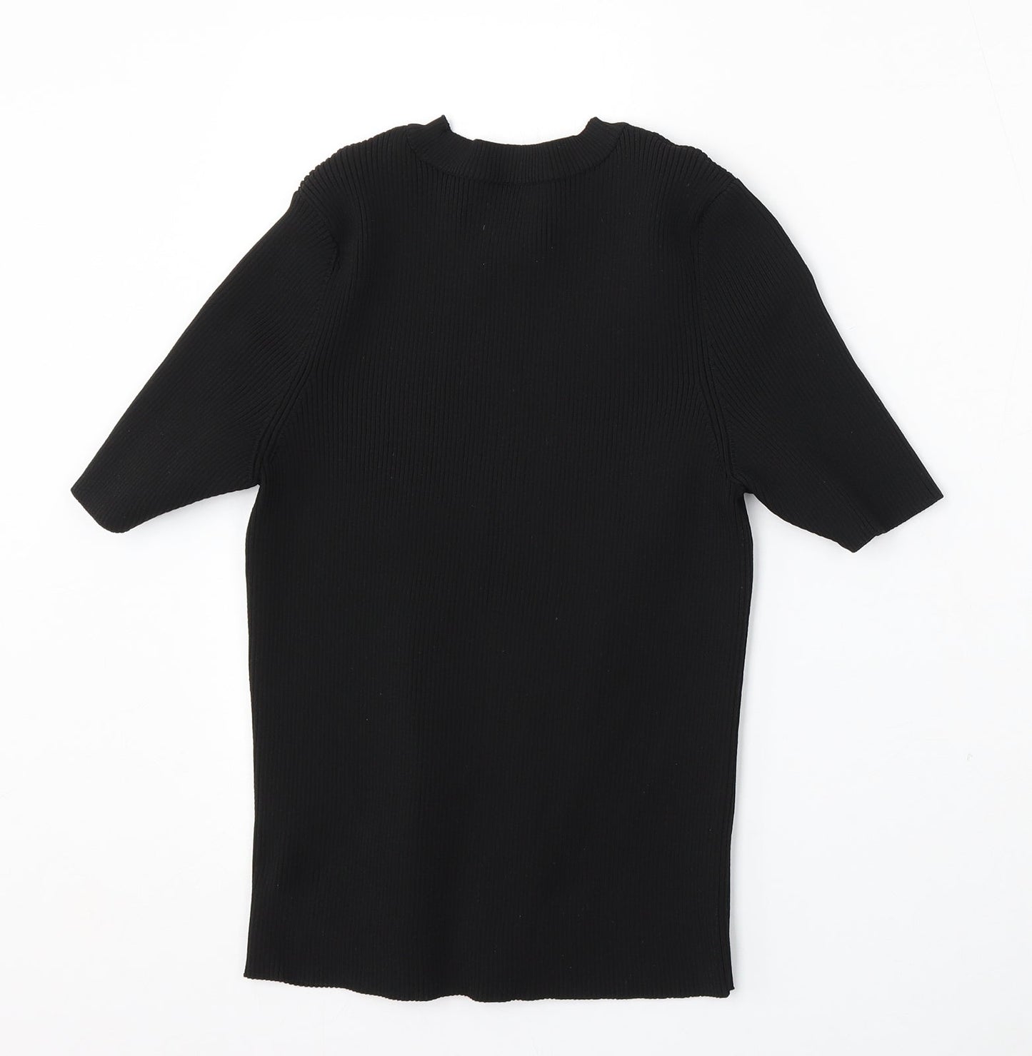 Preworn Womens Black Round Neck Polyester Pullover Jumper Size S