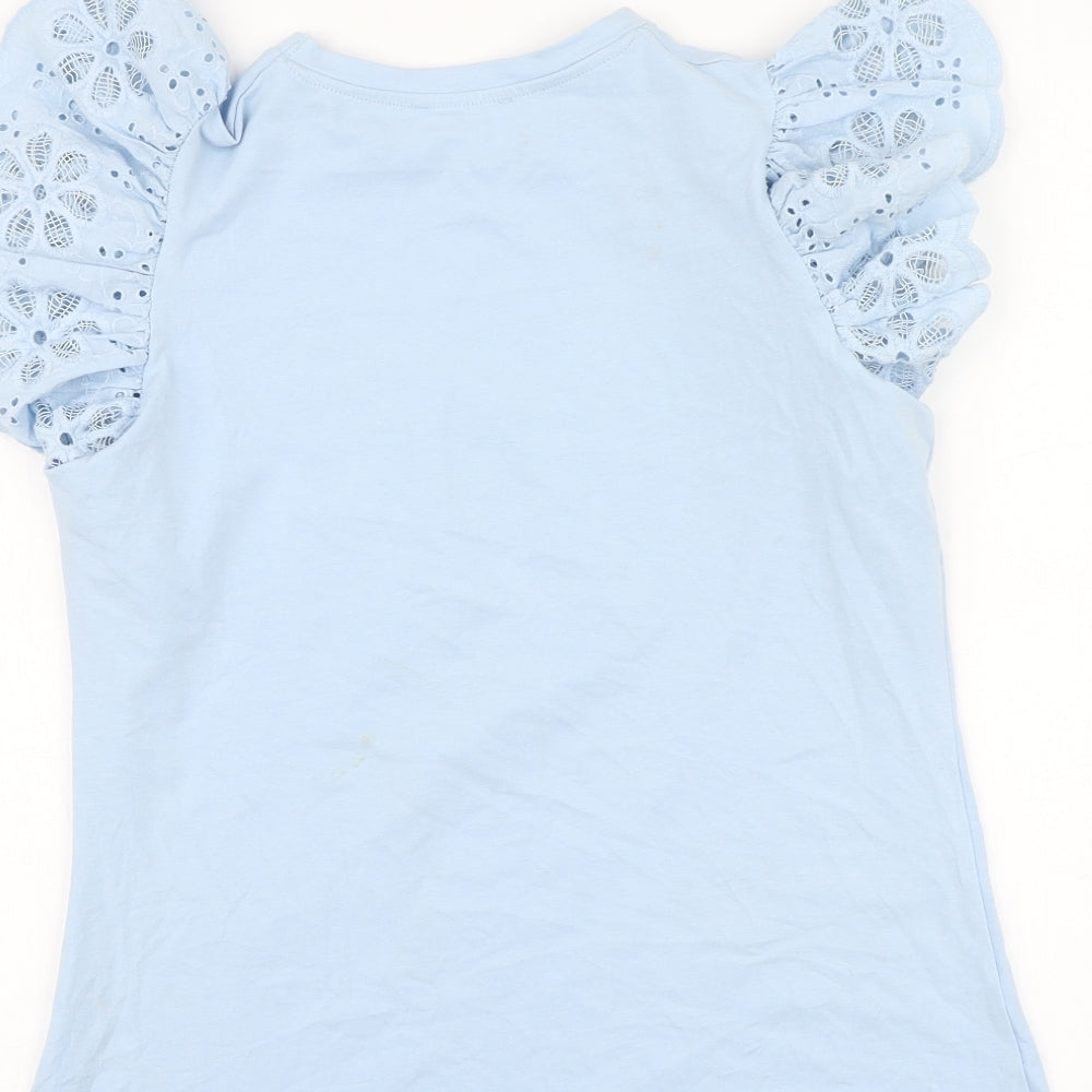 Savida Womens Blue Cotton Basic T-Shirt Size M Round Neck