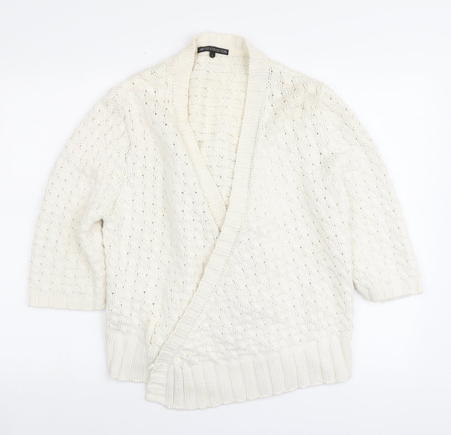 Marks and Spencer Womens Ivory V-Neck Acrylic Cardigan Jumper Size L