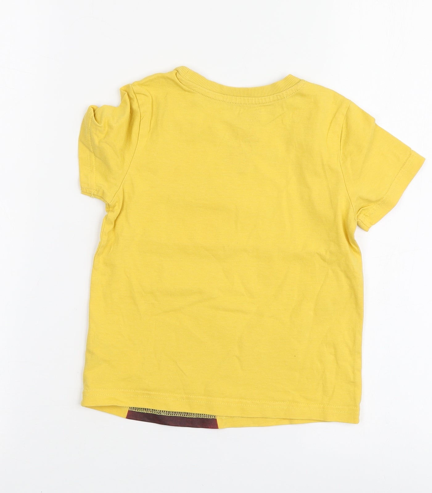 F&F Boys Yellow Cotton Basic T-Shirt Size 2-3 Years Round Neck - Skateboard