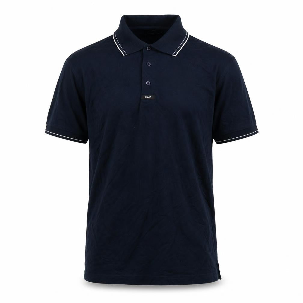 MDGolf Mens Blue Striped Polyester Polo Size M Collared