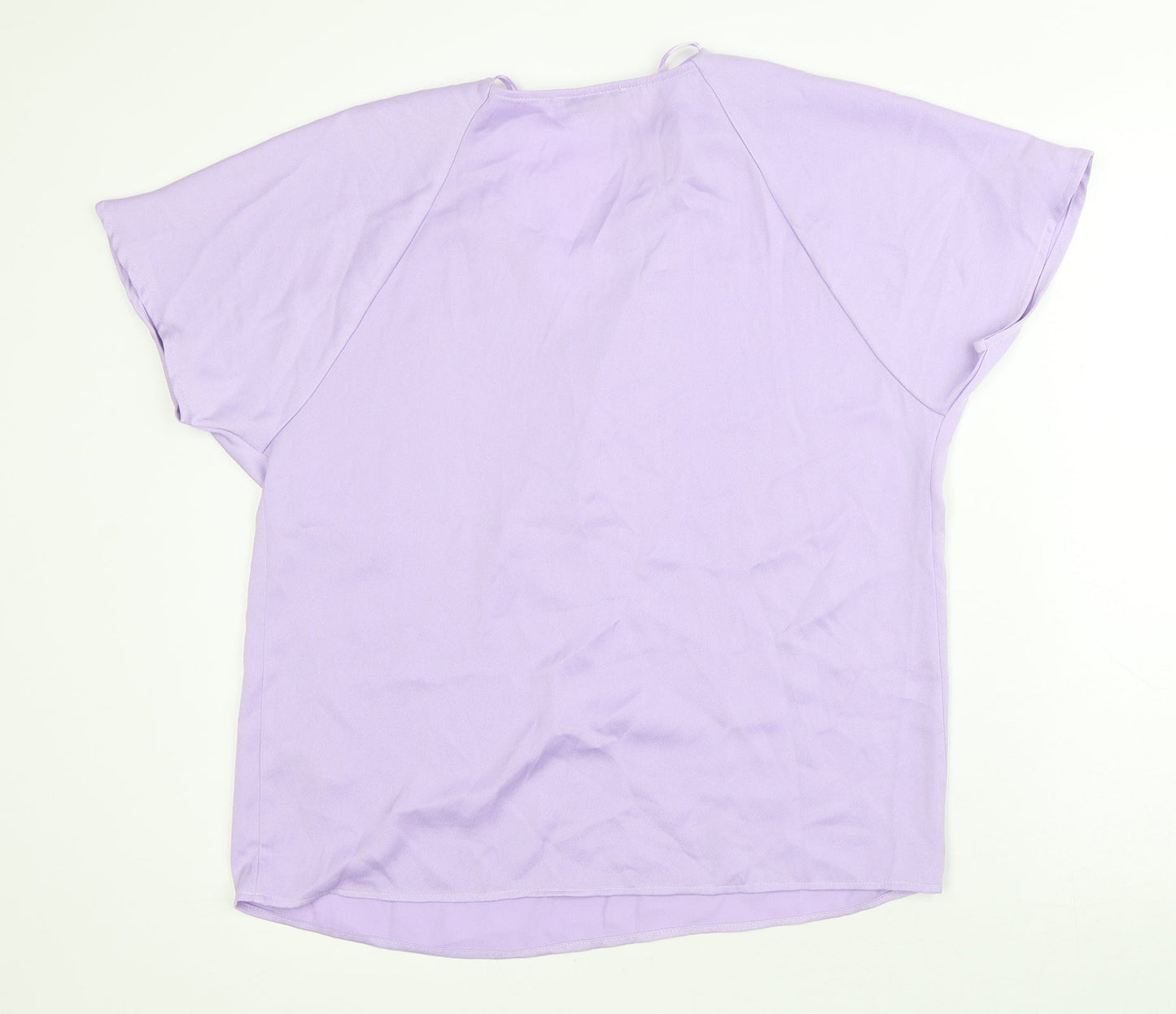 Gallery Womens Purple Polyester Basic T-Shirt Size 10 V-Neck