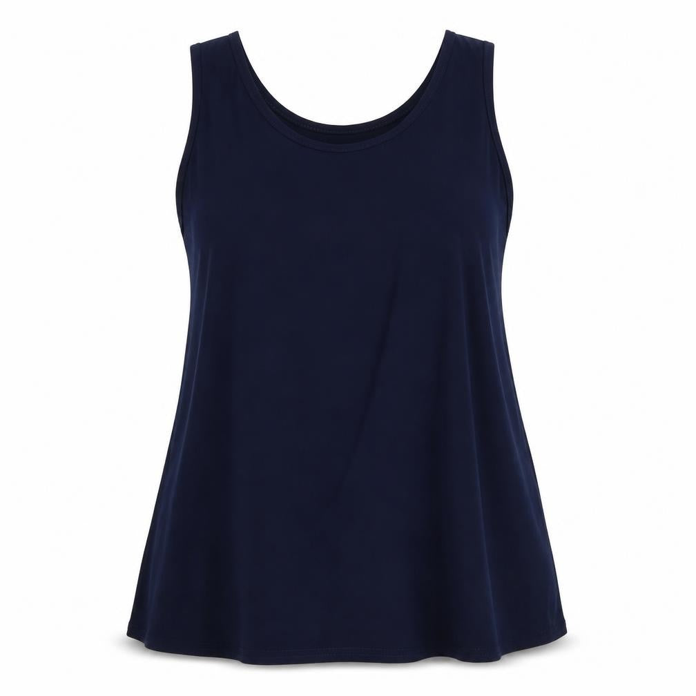 Preworn Womens Blue Polyester Tunic Tank Size XL Round Neck