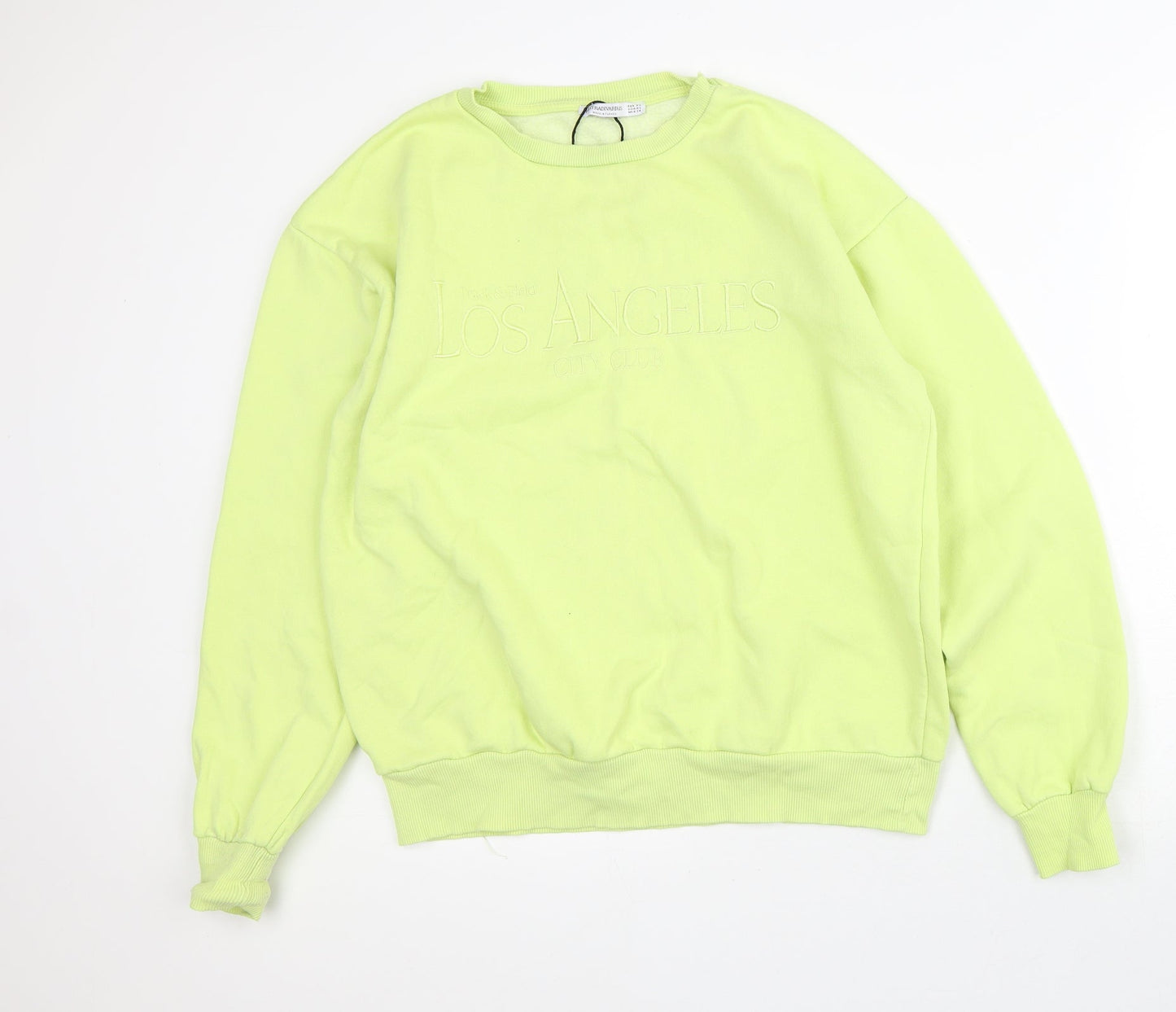 Stradivarious Mens Yellow Cotton Pullover Sweatshirt Size XS
