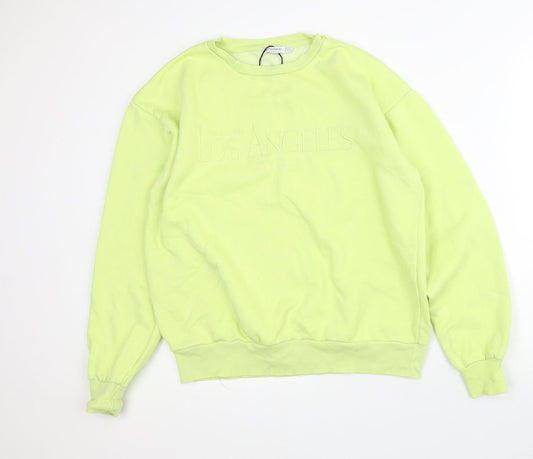 Stradivarious Mens Yellow Cotton Pullover Sweatshirt Size XS