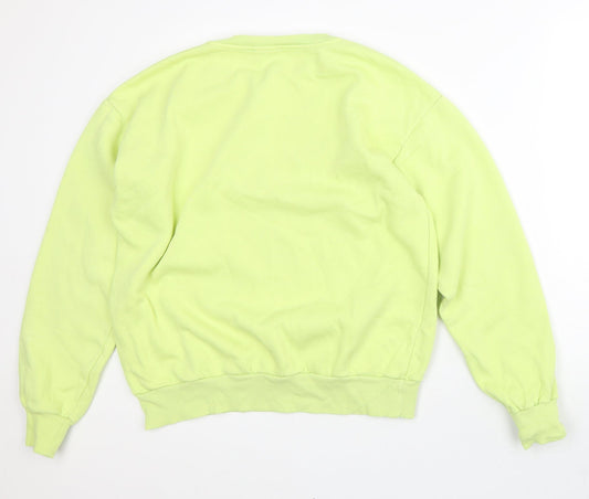 Stradivarious Mens Yellow Cotton Pullover Sweatshirt Size XS
