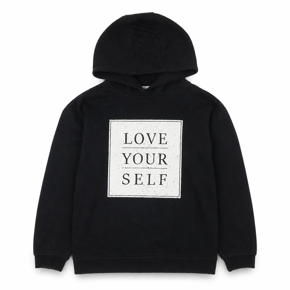 Primark Girls Black Cotton Pullover Hoodie Size 9-10 Years Pullover