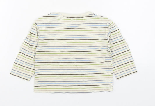 Willow Boys Multicoloured Striped Cotton Basic T-Shirt Size 12-18 Months Round Neck Pullover