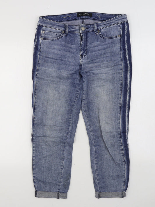 Liverpool Womens Blue Cotton Straight Jeans Size 12 L24 in Regular Zip