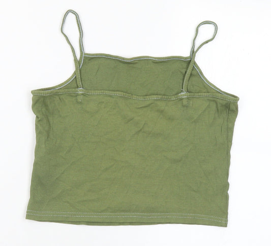 New Look Girls Green Cotton Camisole Tank Size 12-13 Years Square Neck