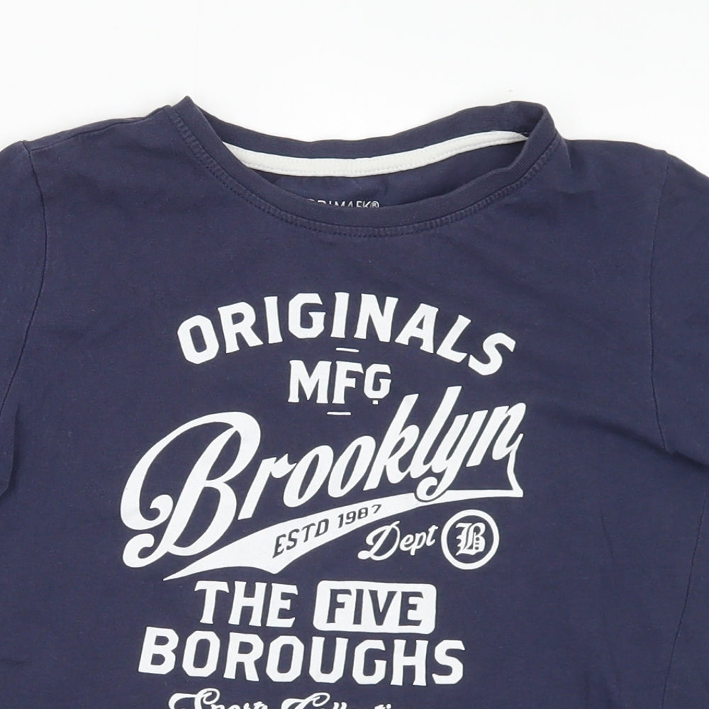 Primark Boys Blue Polyester Basic T-Shirt Size 8-9 Years Crew Neck - Brooklyn
