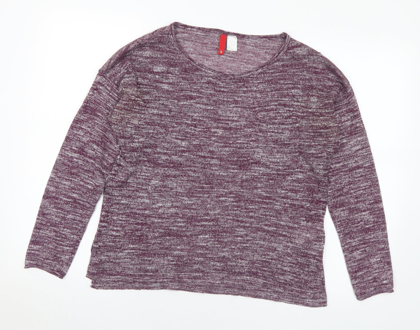 Divided Womens Purple Round Neck Polyester Pullover Jumper Size S