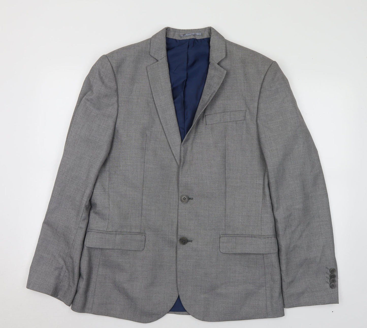 River Island Mens Grey Polyester Jacket Suit Jacket Size 40