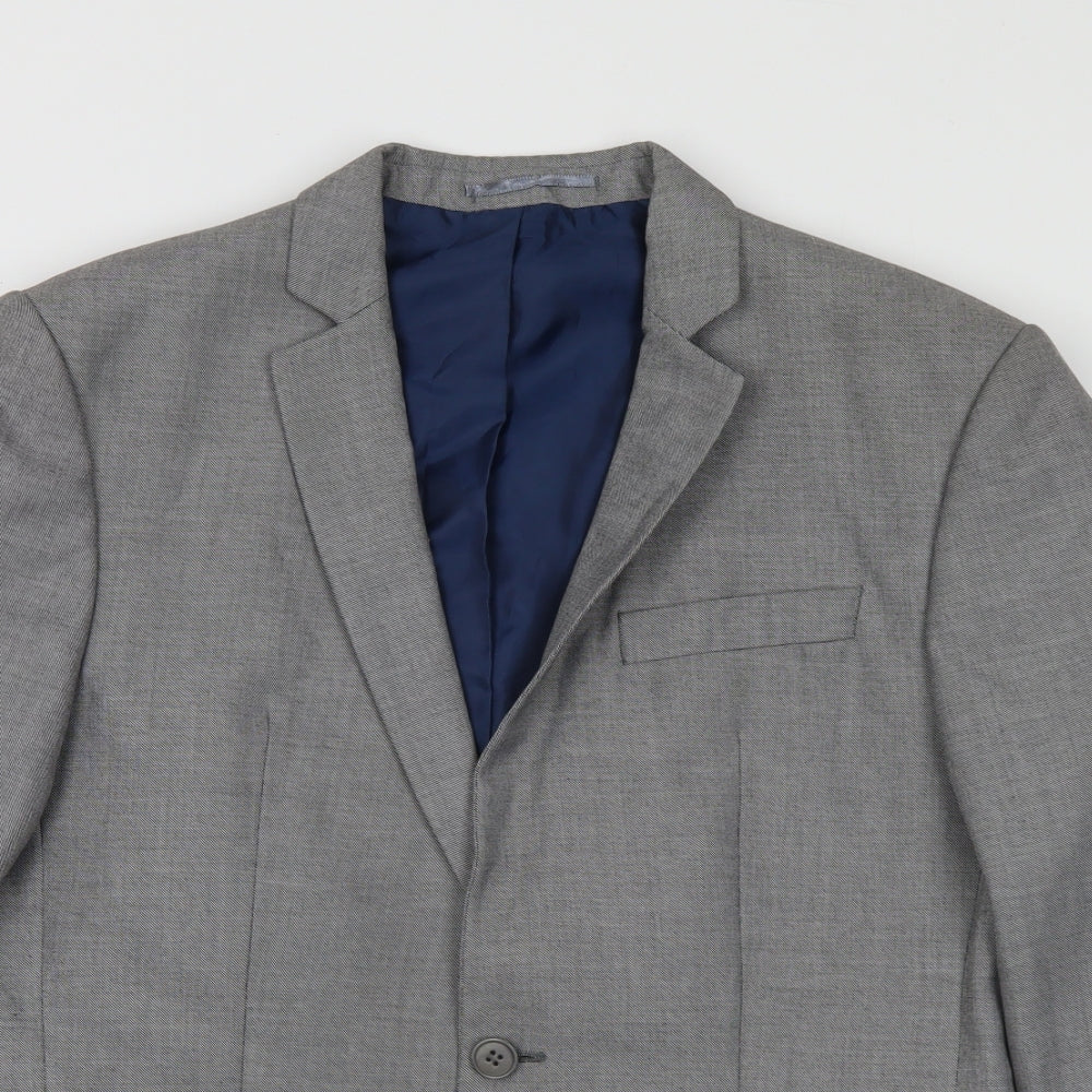 River Island Mens Grey Polyester Jacket Suit Jacket Size 40