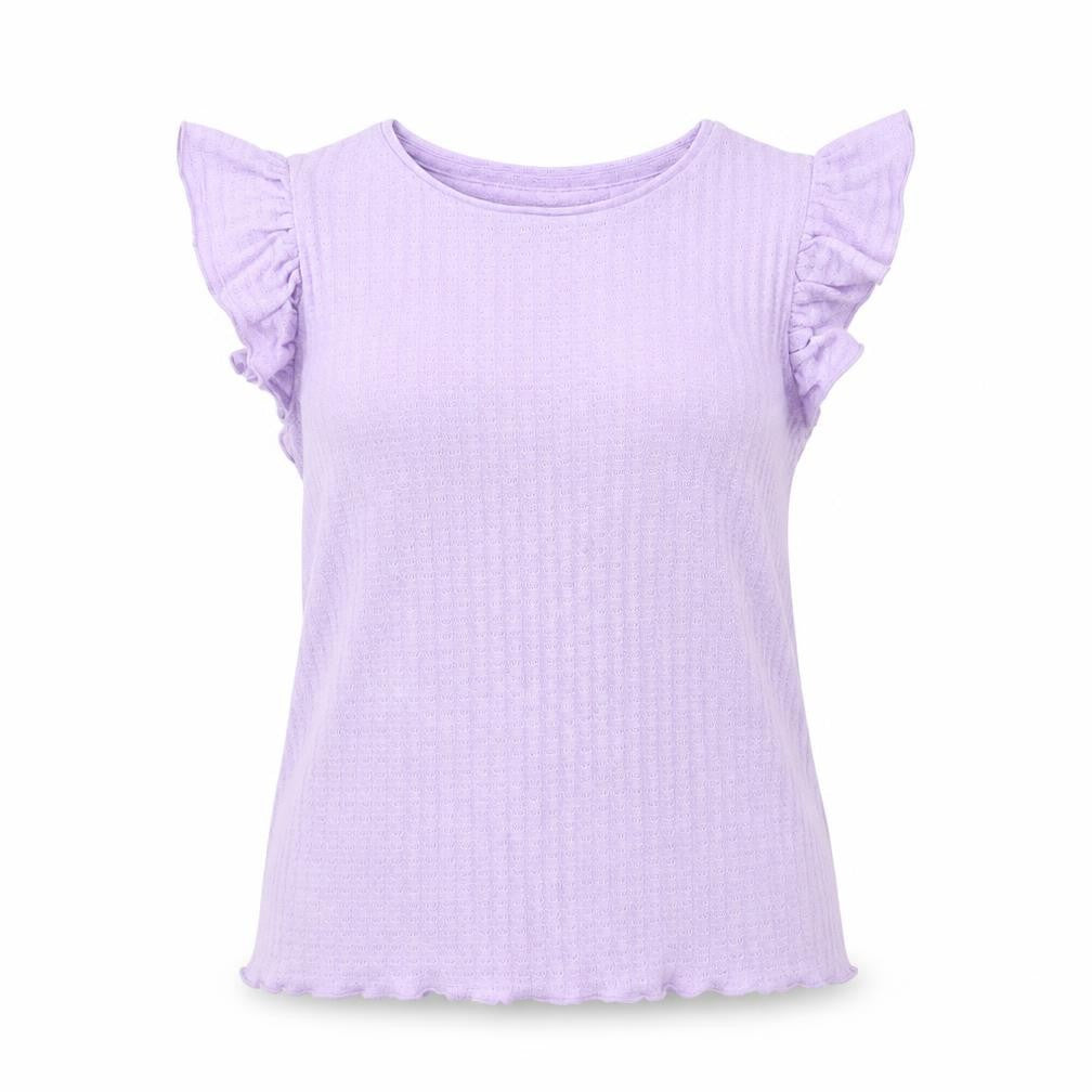 Dunnes Womens Purple Polyester Basic T-Shirt Size S Crew Neck