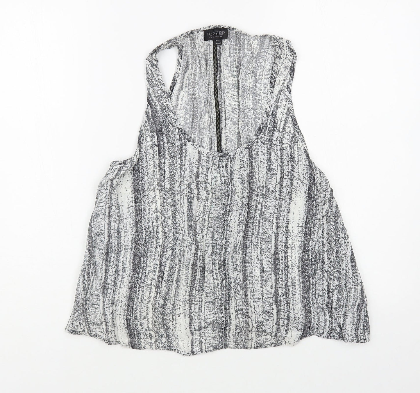 Topshop Womens Grey Viscose Basic Tank Size 10 Scoop Neck