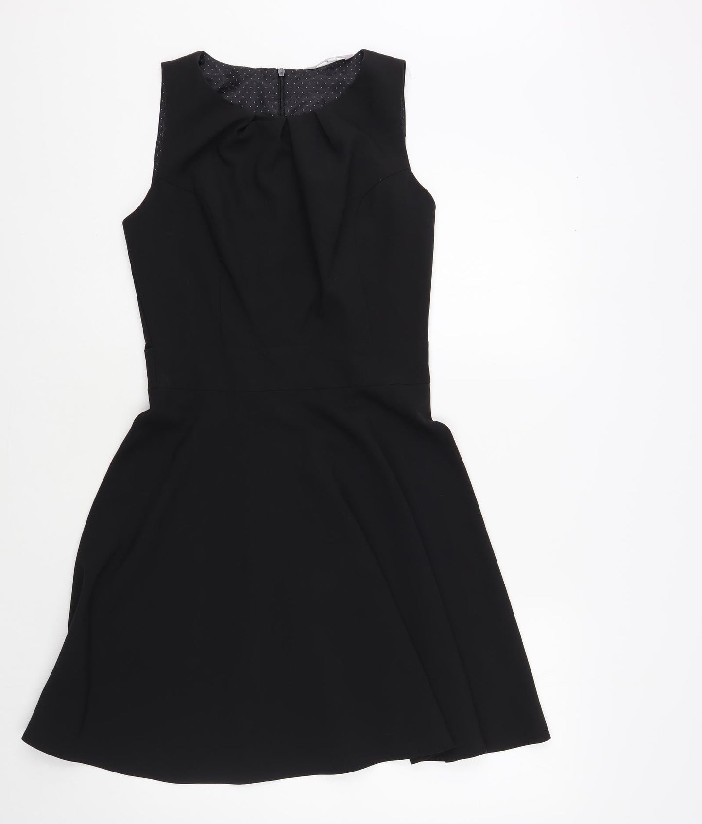 Red Herring Womens Black Polyester Fit & Flare Size 8 Boat Neck Zip