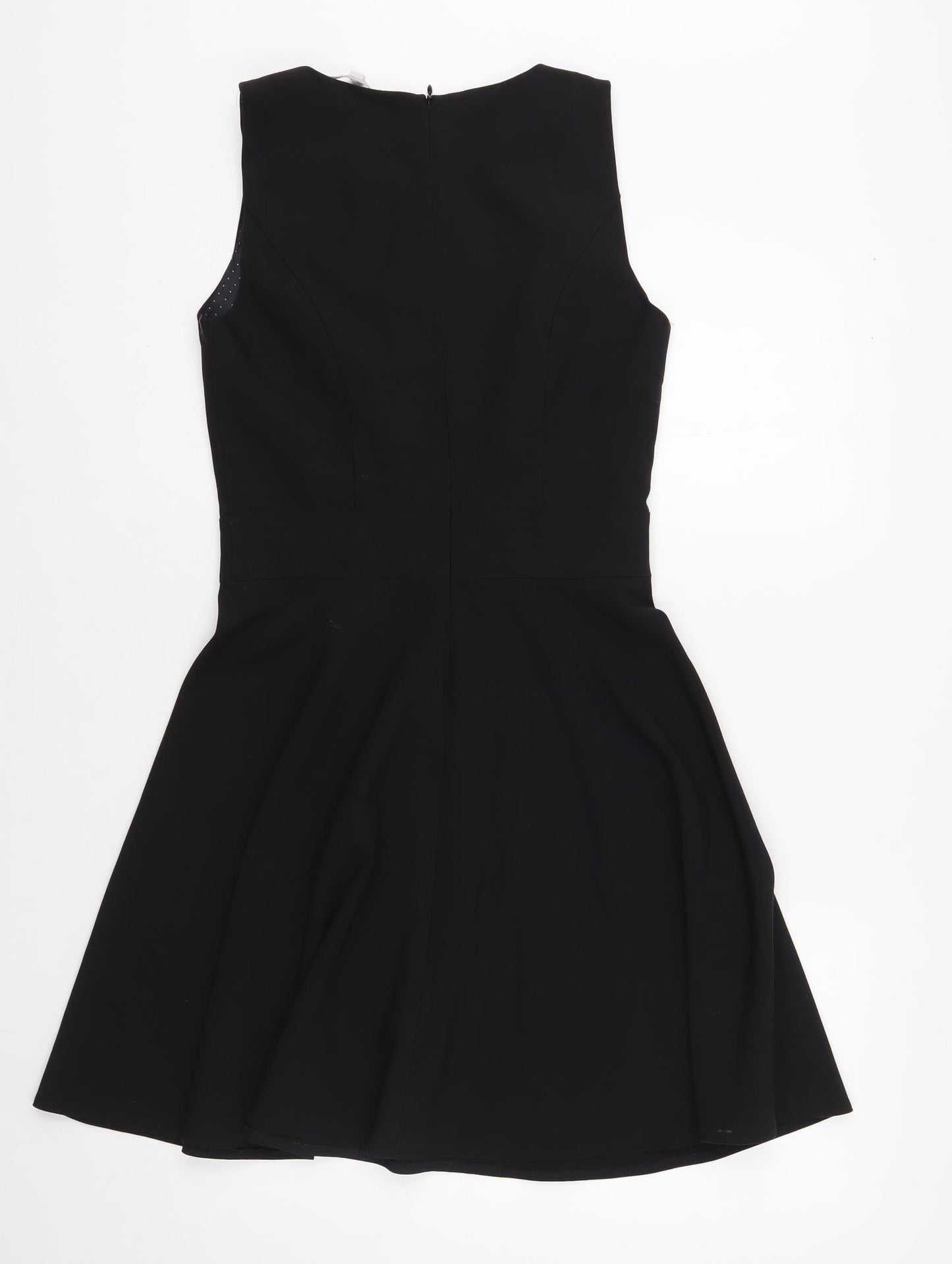 Red Herring Womens Black Polyester Fit & Flare Size 8 Boat Neck Zip