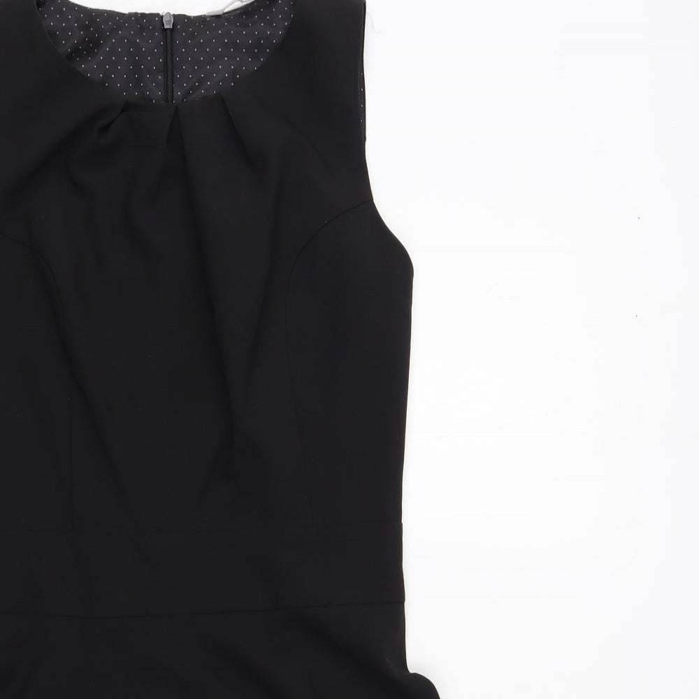 Red Herring Womens Black Polyester Fit & Flare Size 8 Boat Neck Zip