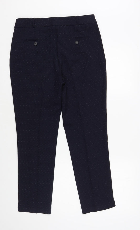 NEXT Womens Blue Polka Dot Polyester Dress Pants Trousers Size 8 L27 in Regular Button