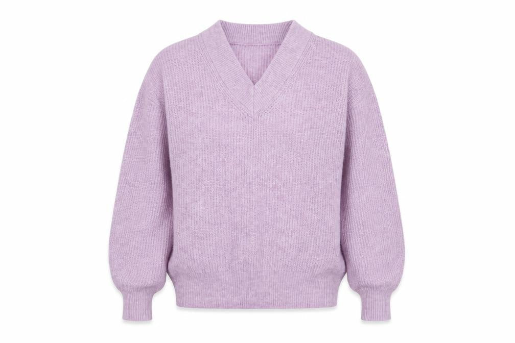 Dunnes Womens Purple V-Neck Polyester Pullover Jumper Size XS