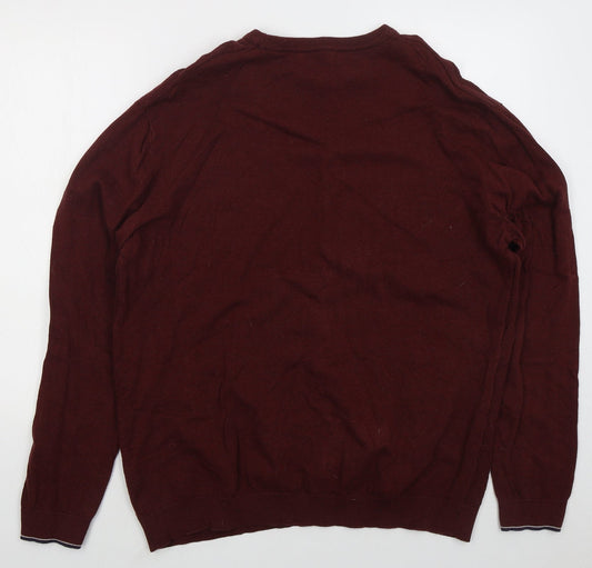 Easy Mens Brown Crew Neck Cotton Pullover Jumper Size XL