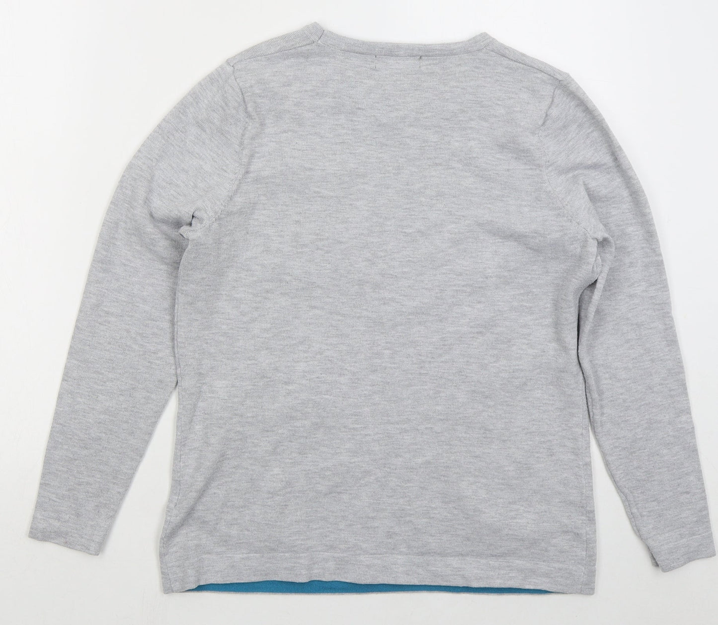 First Avenue Womens Grey Crew Neck Polyester Pullover Jumper Size S - Stars