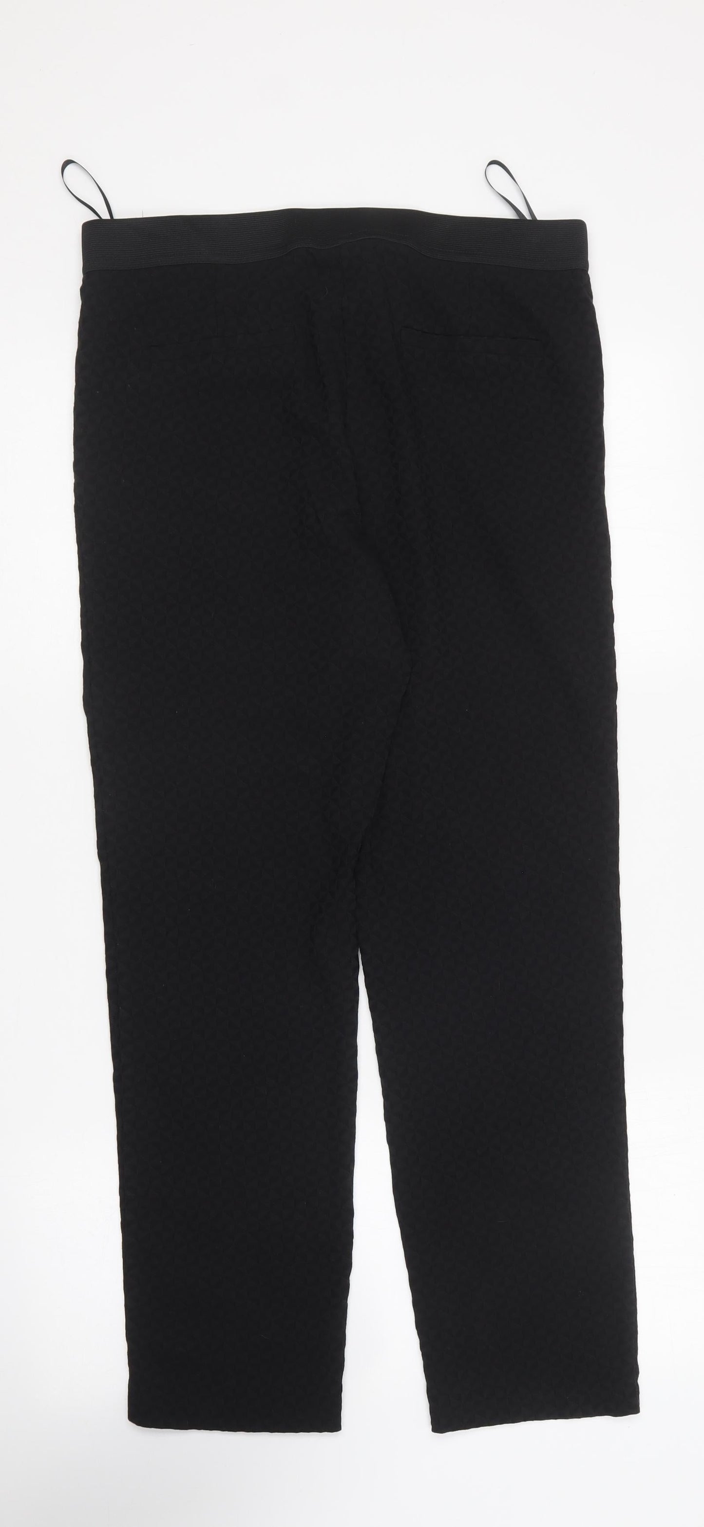Dunnes Stores Womens Black Viscose Carrot Trousers Size 14 L26 in Regular