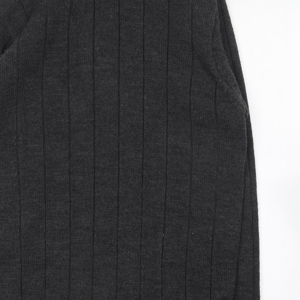EWM Mens Grey Collared Acrylic Full Zip Jumper