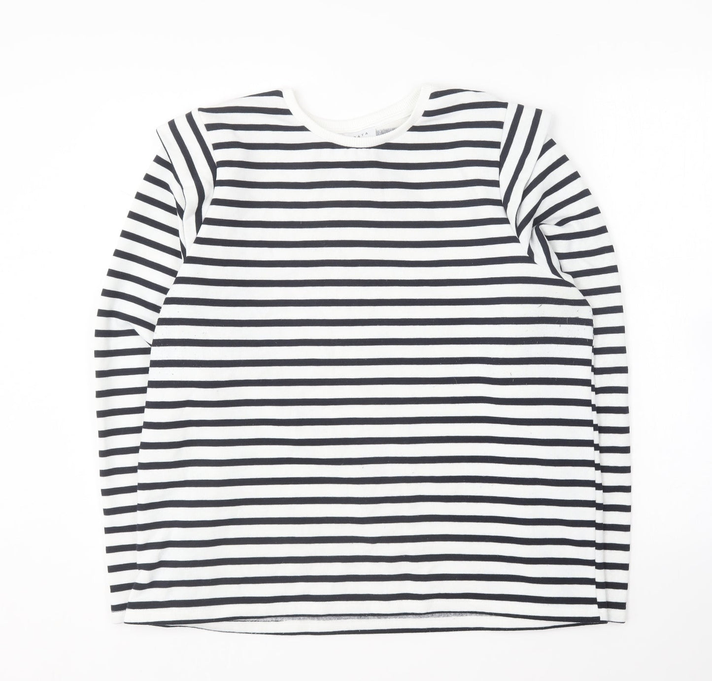 Papaya Womens Blue Round Neck Striped Polyester Pullover Jumper Size L
