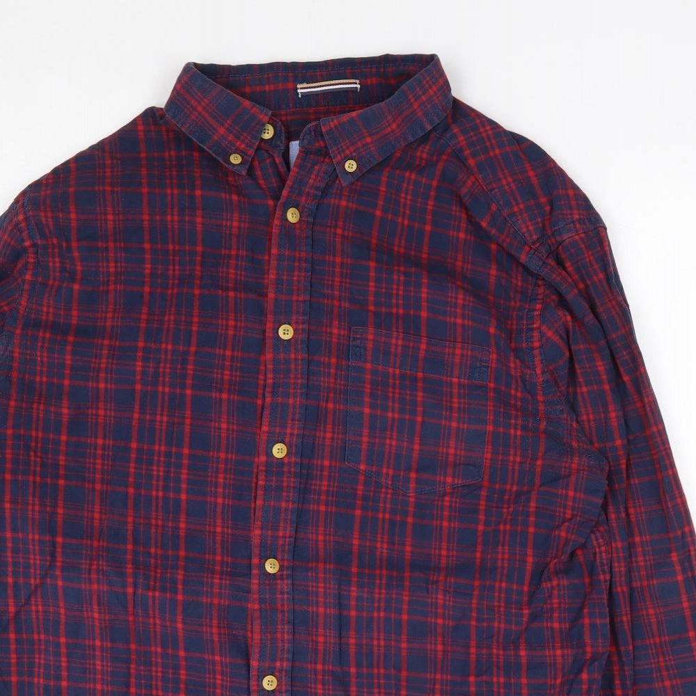 Howick Mens Blue Plaid Cotton Button-Up Size M Collared Button
