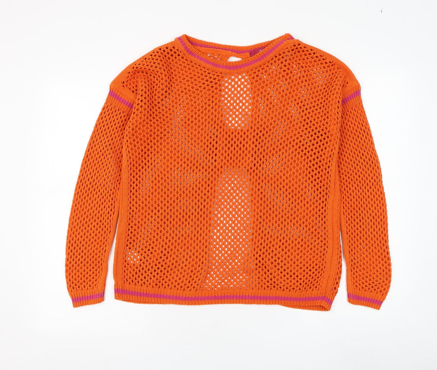 NEXT Womens Orange Round Neck Cotton Pullover Jumper Size S