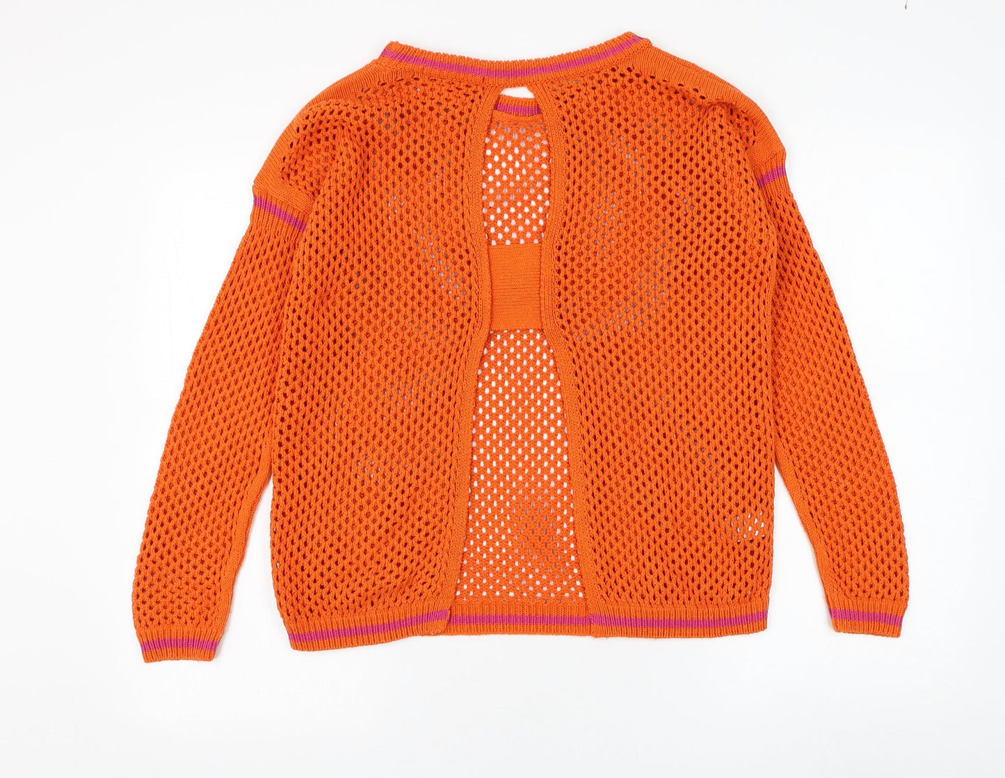 NEXT Womens Orange Round Neck Cotton Pullover Jumper Size S