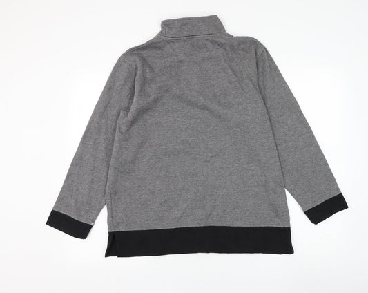 Jennifer Moore Womens Grey Polyester Henley Sweatshirt Size M Pullover