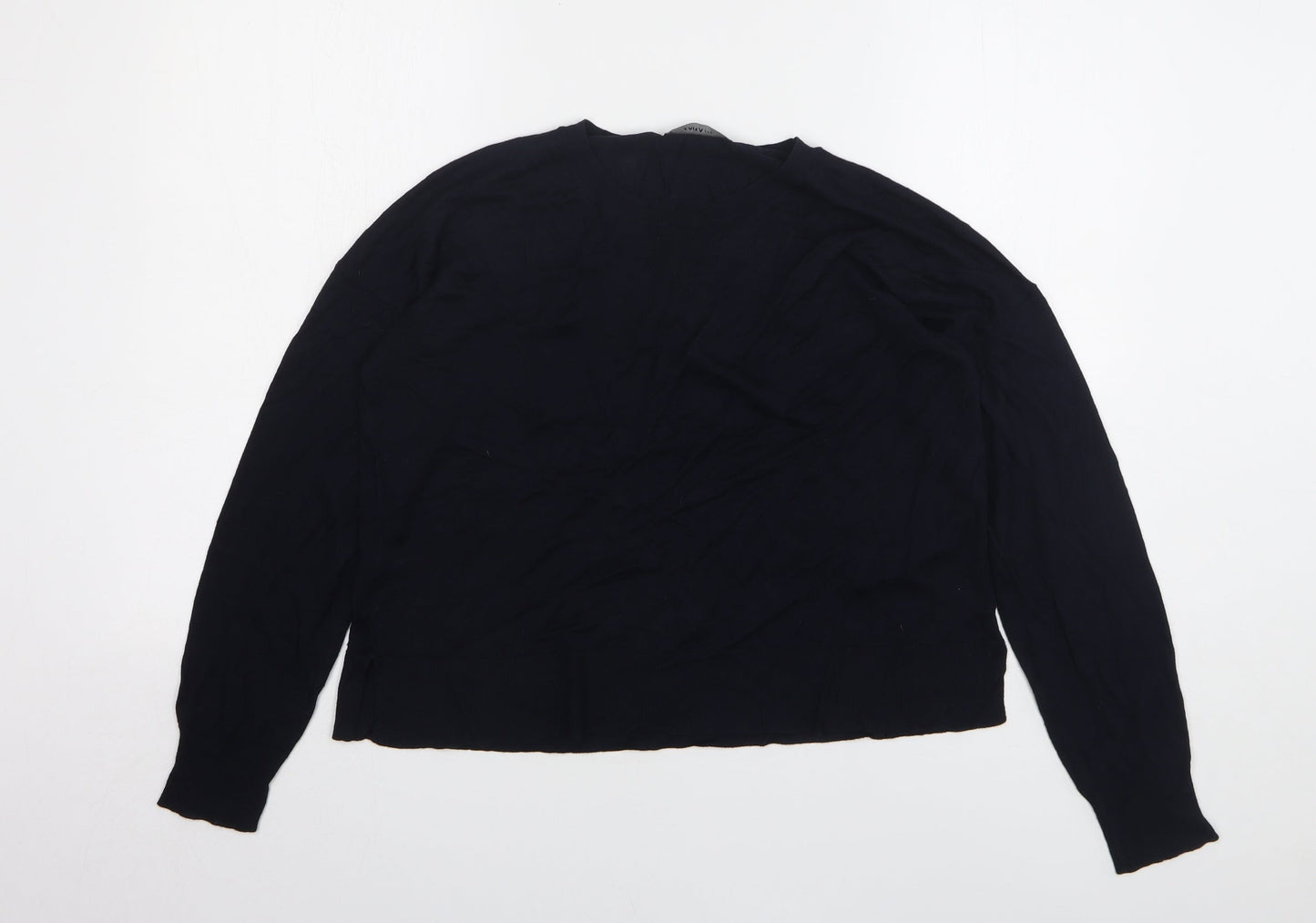 Zara Womens Blue Round Neck Viscose Pullover Jumper Size M