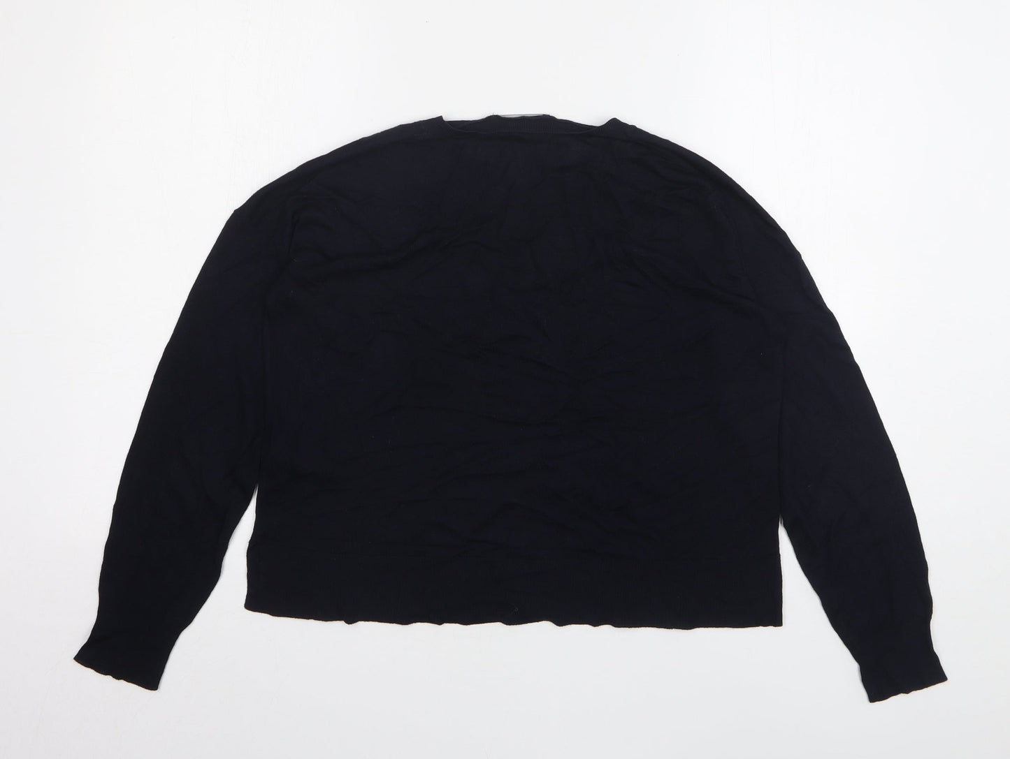Zara Womens Blue Round Neck Viscose Pullover Jumper Size M