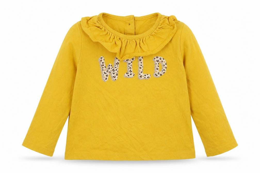 Dunnes Girls Yellow Cotton Basic T-Shirt Size 12-18 Months Round Neck