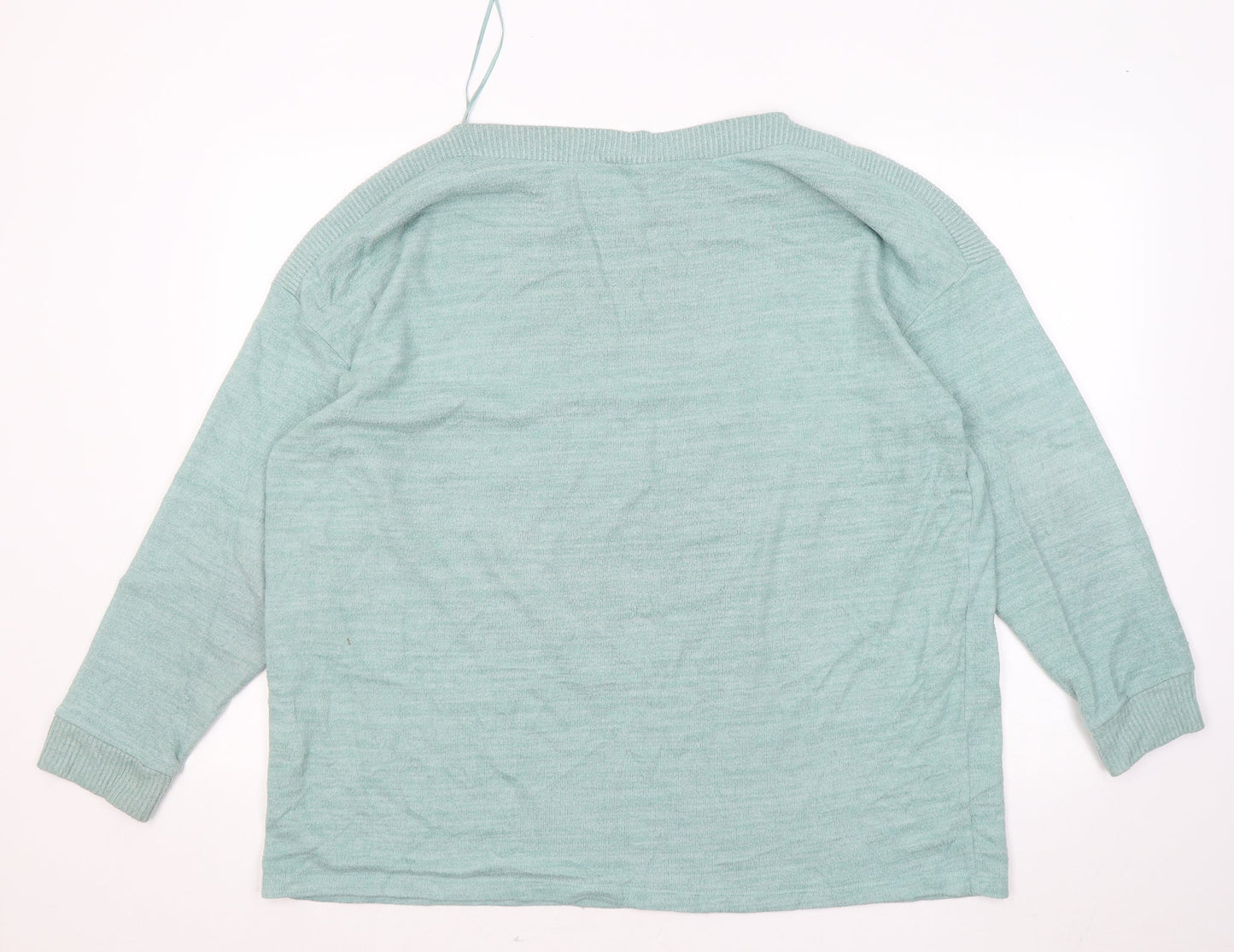 Papaya Womens Green Round Neck Viscose Pullover Jumper Size XL