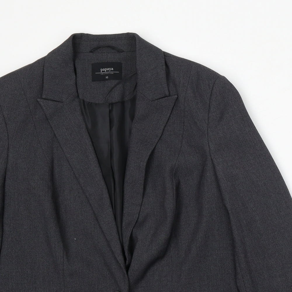 Papaya Womens Grey Polyester Jacket Suit Size 10