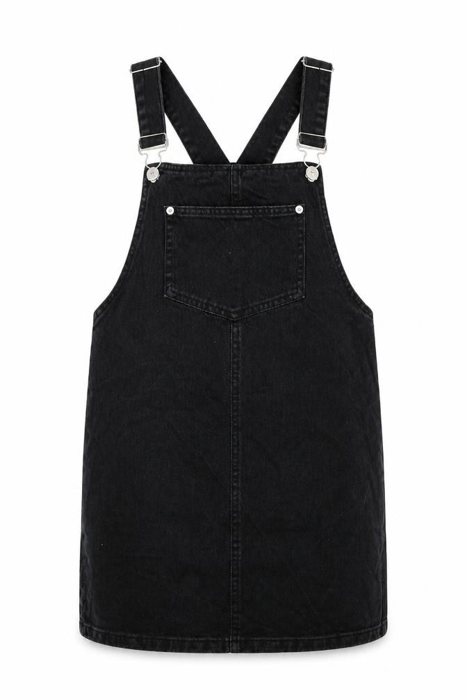 New Look Womens Black Cotton Dungaree One-Piece Size 8