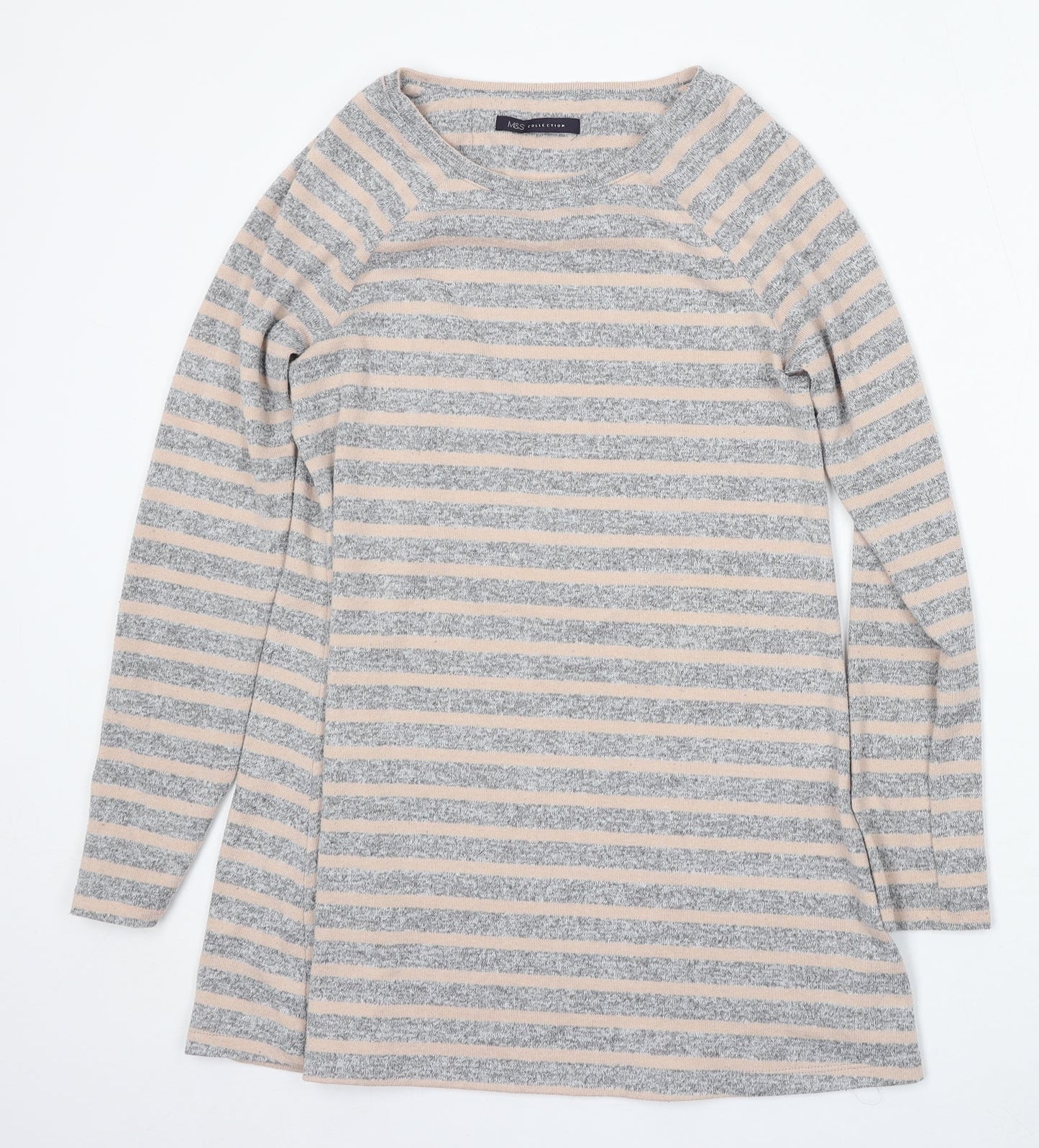 Marks and Spencer Womens Multicoloured Round Neck Striped Polyester Pullover Jumper Size 10