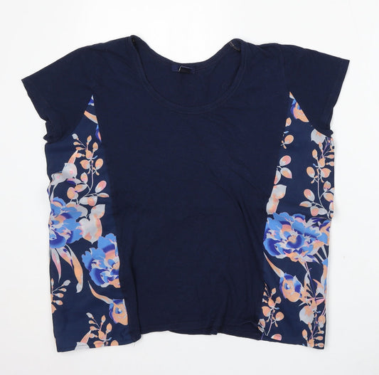 Gap Womens Blue Cotton Basic T-Shirt Size S Round Neck